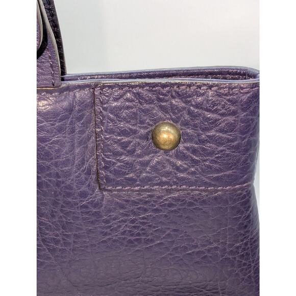 VTG Adrienne Vittadini Magnetic Purple Violet Tessa Pebble Leather Satchel - Picture 4 of 16